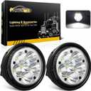 Partsam 2pcs Led Fog Lights Headlights Lamps A06-32497000 Heavy Duty Fog Light Replacement for Freightliner Columbia 2004-2008 Clear Lens White Light w Plug 10-30V