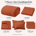 CozyLux Oversized King Comforter Set 120x98 7-Piece Burnt Orange Seersucker