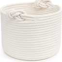 Bellar Small Rope Basket,Shelf Storage Baskets for Organizing,Cute White Storage Basket,Round Decorative Box for Kids,Woven Rope Storage Snack Storage Area Decorative Boxes Aesthetic -9.4*7.1