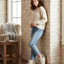 Women's Cozy Knit Slipper Boots Memory Foam Non-slip Indoor Outdoor Warm House Booties (7-8, Nordic Ivory)