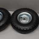 (2 Pack) RRQ 10 Inch Pneumatic Wheel 4.10/3.50-4 Tire, 10" Pneumatic Wheels with 5/8" Bearings,2.2" Offset Hub for Garden Cart, Hand Truck, Lawn Cart, Mower