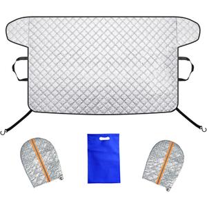 Big Hippo Thickened Car Windshield Cover for Snow and Ice,Heavy Duty Windshield Snow Cover, All-Weather Protection Against Hail, Wind and Sun, Fits Large SUVs & Trucks (70.86x42.5/Silver)