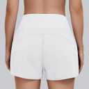 BMJL Women's High Waisted Athletic Shorts Pocket Workout Shorts Gym Sporty Running Shorts (White, XS)