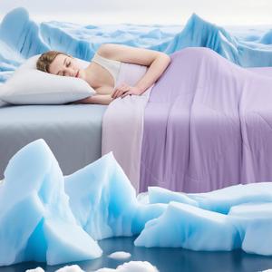 EMME Cooling Comforter King Size, Double Sided Cold Fabric Cooling Blanket for Hot Sleepers, Q-Max>0.45 Breathable Summer Quilt for Night Sweater, Lightweight Duvet Insert (Purple,106 x 90)