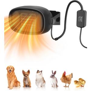 600W Dog House Heater with Thermostat, Pet Warmer for Cold Winter, 6.5 Ft Anti Chew Cord, Pet House Heater for Cold Winter Kennel & Outdoor Cat Shelter,Chicken Coop