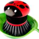 Vigar Ladybug Palm Dish Scrub Brush with Holder, Perfect Kitchen Brushes for Dishes, Sink Brush and Cleaning Brushes for Household Use, Red, Green