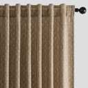MIULEE Decorative Back Tab Linen Curtains with Geometric Pattern for Living Room Bedroom Farmhouse Rustic Thick Woven Textured Patterned Mudcloth Drapes 63 Inch Length 2 Panels Set, Brown