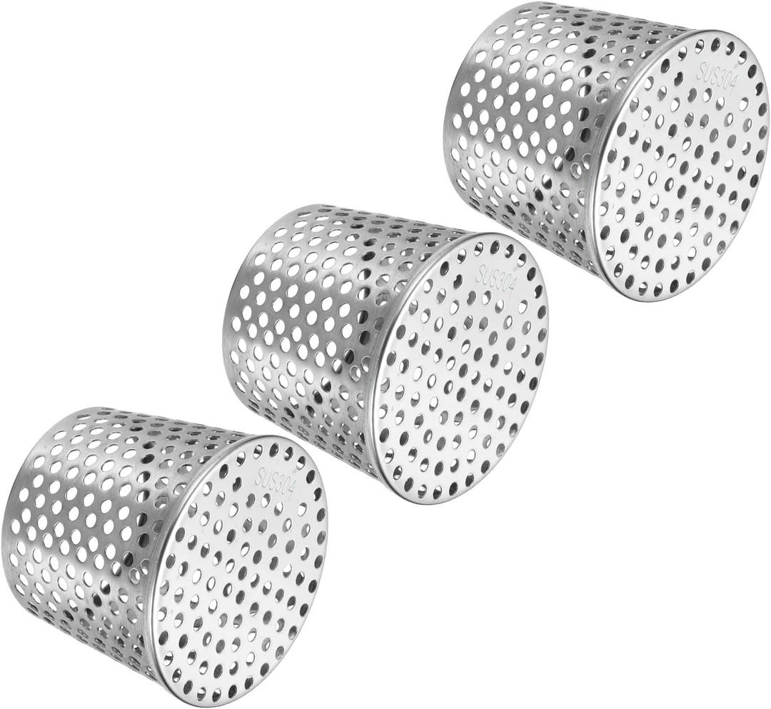 PATIKIL Gutter Guard Filter 4"-3.3", 3 Pack PVC Termination Cap Mesh Screen Vent Cover Stainless Steel Conical Exhaust Pipe Cover Guard Filter Strainer for Downspout Silver