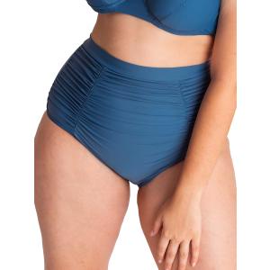 SHAPERMINT Women Ruched High Waisted Bikini Bottom Swimsuit, Tummy Control Full Coverage Swimwear, Small to Plus Size (3X-Large, Ocean Blue)