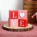 Valentine's Day Decor, 4pcs Love XOXO Wooden Blocks, Valentines Day Wood Love Sign Table Centerpiece for Home Valentines Day Gifts