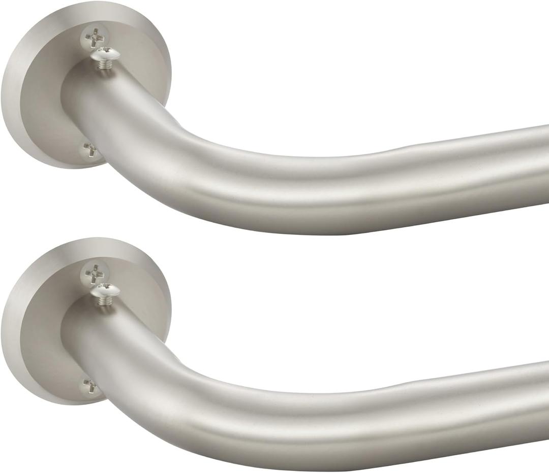 Wrap Around Curtain Rods 2 Pack for 84 to 134 Inches Windows, 1" Heavy Duty Room Darkening Drapery Rod with Sturdy Aluminum Base, Wall Mounted Ceiling Mounted Curved Curtains Rod, Brushed Nickel