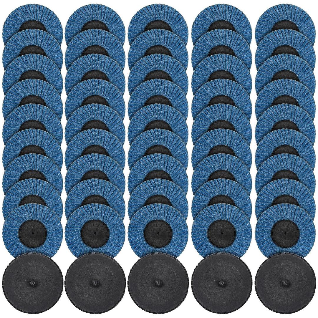 50 Pcs 3 Inch Flap Discs 60 Grit T27 Flap Sanding Disc High Density Zirconia Grinding Wheels Sanding Disc for Metal Wood Stainless Steel Finishing and Angle Grinder Rust Removal