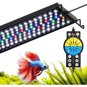 AQQA Aquarium Light with 24/7 Sunrise Sunset Mode, 9 Colors & 10-Level Brightness, Full Spectrum LED Fish Tank Light with Timer for Plant Growth, Freshwater Tanks (22W for 12-18 inch Tank)