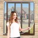 NeatiEase Magnetic Window Screen Size Up to 72 Inchx 48 Inch Max - DIY Screen Window with Full Frame Magnetic Strip Easy Installation (White)