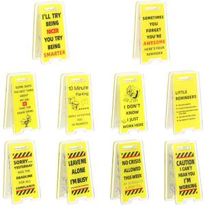 Nogeqi 10 Pack Funny Desk Signs, Caution Overstimulated Desk Sign, Funny Sticky Note Holder Clips, Answer Desks Rates Sign, Fun Office Gag Gifts for Coworkers Teammate Leader Boss Manager