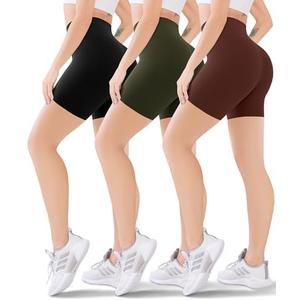 Blisset 3 Pack Women's Active Shorts - 3”/5”/8”High Waist Tummy Control No See -Through for Cycling Jogging Gym Workouts, XXL
