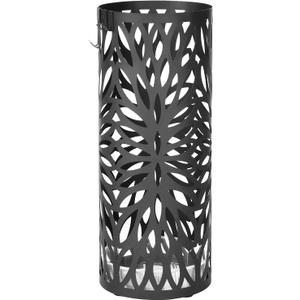 SONGMICS Umbrella Stand, Umbrella Holder for Entryway, Steel Round Umbrella Rack Freestanding, for Canes Walking Sticks, with a Detachable Drip Tray, 2 Long and 2 Short Hooks, Matte Black ULUC20B