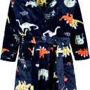 Kids Little Boys Girls Cartoon Hooded Bathrobe Toddler Robe Pajamas Sleepwear, 2-3Y
