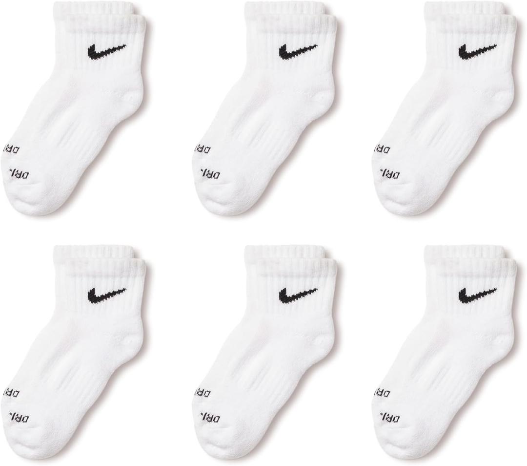 Nike Kids' 6-Pack Performance Socks, Special Size Type: Quarter, X-Small
