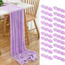20 Pack Lavender Cheesecloth Table Runner 17x108 Inch Boho Wrinkled Sheer Gauze Cheese Cloth Table Runner Bulk Decor for Wedding, Bridal Shower, Birthday Party