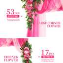 Wedding Arch Flowers Kit - Deluxe 5pcs Artificial Floral Swag with 3 Sheer Drapes, Realistic Silk Flower Arrangements for Wedding Ceremony Arbor Backdrop Reception Party Home Decor