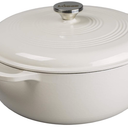 Lodge Essential Enamel Cast Iron Dutch Oven with Lid  Induction OvenSafe Enamel Cookware up to 500° F  HeatRetaining Braising & Roasting Pot  NonToxic Cookware  7.5 Quart, Oyster White