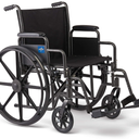 Medline Comfortable Folding Wheelchair with Swing-Back, Desk-Length Arms and Elevating Footrests, 20”W x 16”D Seat
