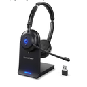 Wireless Headset with Mic for Work-Bluetooth Over Ear Headphones with Microphone,Noise Cancelling with Mute & USB Dongle for Computer/Phones/Remote Work/Call Center,Lightweight All Day Comfort