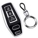 Lcyam Key Fob Cover Silver Edge Compatible with Audi 2025 2026 Q6 A5 A5L A6 A6L Q6L E-tron Smart Car Key, with Detachable Keychain (Black)