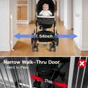 Betertek Baby Gate for Doorways&Top/Bottom of Stairs-No Bottom Bar&Extra Wide Walk Thru Door, 31-54" W Chew&Impact Resistant Metal Heavy Duty Dog Gate, Hardware Mount Safety Indoor Pet Gate for Stair
