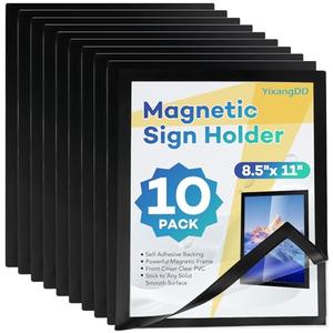 YixangDD 10 Pack Magnetic Sign Holder 8.5 x 11, Self-Adhesive Magnetic Wall Mount Sign Holder, Magnetic Document Holder for Wall Window Office Poster Store