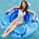 Jasonwell Inflatable River Tube Float - Heavy Duty River Float Pool Floats Lake Premium Water Tubes for Floating Recreational River Raft Lounge Floaties with 2 Cup Holders for Adult (X-Large, Blue)