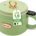 NutriChef 1.6 QT Portable Electric Rice Cooker & Lunch Maker | Multi-Functional & Non-Stick Ceramic Coating | Digital Control Panel | 6 Cook Functions: Rice, Soup, Stew, Porridge & More | Green