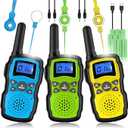 Wishouse Walkie Talkies Rechargeable for Kids Adults Long Range,Xmas Birthday Gift for Boys Girls 4 5 6 7 8 9 10 Year Old,Hiking Gear Camping Games Toys with Flashlight,VOX,Easy to Use 3 Pack