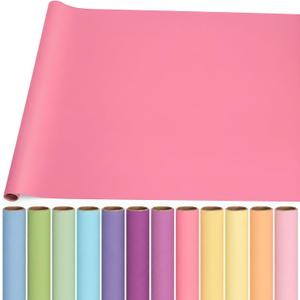 Breling 12 Rolls 47.2" x 12 ft Colored Bulletin Board Paper, Pastel Color