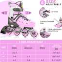 SUPER YOUNGSTER Adjustable Inline Skates for Boys Girls Ages 4-12 with Light Up Wheels, Roller Skates Blades for Youth Kids Indoor & Outdoor Beginners, size US Medium