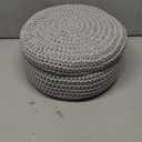 Wimarsbon Pouf Ottoman, 100% Cotton Knitted Boho Footstool, Round Footrest with Non-Skid Wood Legs, Home Décor Handmade Pouffe, Leisure Floor Step Stool for Living Room (High Storage Grey)