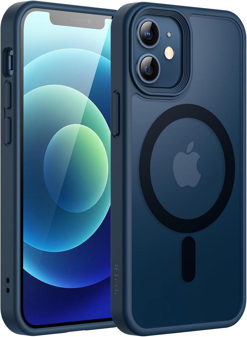 JETech Magnetic Case for iPhone 12 Mini 5.4-Inch Compatible with MagSafe, Translucent Matte Back Slim Shockproof Phone Cover (Blue)