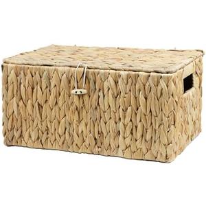 ORDELITE Large Wicker Basket with Lid, Rectangular Water Hyacinth Storage Baskets for Organizing, Woven Basket for Storage, Decorative Boxes Bins with Lids Home Organizer Decor (14" x 9" x 6")