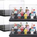 4PCS Minifigures Display Case for Action Figures Blocks Collectibles, Clear Acrylic Display Box for Lego Lovers, Dustproof Building Block Display Storage Case for Lego Figure Toys Collection, Black