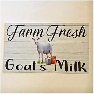 Metal Sign Goats Farm Fresh Milk Wall Plaque Iron Painting 8x12 Inches (style-0001)