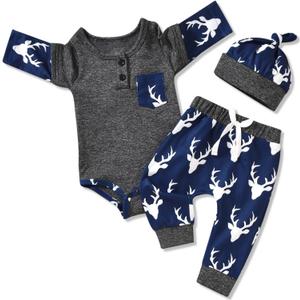 Aalizzwell Newborn Infant Baby Boys Fall Winter Outfit (Preemie, Deer)
