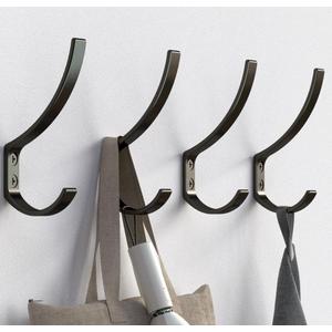 2 x Wall Hooks for Hanging Coat: Large Heavy Duty 20LB, Black Hanger for Backpack, Purse, Clothing, Towel, Jacket, for Mudroom, Closet, Door, Farmhouse, Wall Mount with Screw