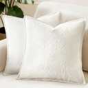 MIULEE Pack of 2 Decorative Textured Boucle Throw Pillow Covers 20x20 Inch Christmas White Broadside Thick Boho Pillows for Farmhouse Accents Sofa Couch Bedroom Living Room Home Decor