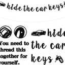 2 x Hide the Car Keys Banner, Funny Birthday Party Decorations for Boys Girls 16 15 Years Old, Sweet 16, Happy 16th Birthday Party Decorations Supplies, Gifts Ideas