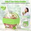 imluckies Ice Cube Bottle with Lid - 2in1 Dual Purpose for Making Ice Cubes, Cups, Bottles - BPA Free, Portable & Easy to Use for Summer, Coffee, Beverage, Water Cooler, Green, 500ml