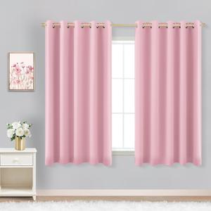 KOUFALL Kids Curtains for Bedroom,Nursery Curtains Girl Blackout Baby Pink Short Princess Room Decor for Teen Girls Bathroom Window,60x45 Inch Length