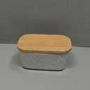 Porcelain Large Butter Dish with Lid for Countertop, Airtight Butter Container with Oak Lid, Butter Crock, Perfect for 2 Sticks of Butter, Texture Series (White)