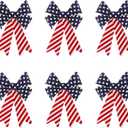 6Pcs Patriotic PVC Velvet Bows 9.8x13.8 inch, Red White Blue Plastic Velvet Bows with 3D Shape for 4th of July Decor, Wreath, Mailbox, Party Favors, Memorial Day