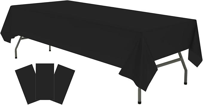 23 Pack Black, Rectangle Disposable Plastic Tablecloth for Picnic, Birthday, BBQ, Party, Wedding (Black, Rectangle, 54in. X108in.)